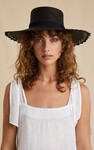 SCALLOPED BRIM  BLACK STRAW BOATER