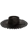 SCALLOPED BRIM  BLACK STRAW BOATER