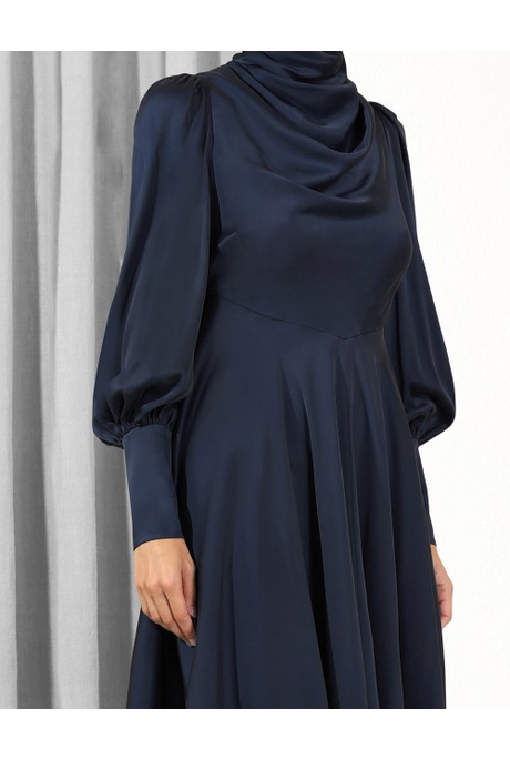 COWL SHORT SILK DRESS FRENCH NAVY ZIMMERMANN AW19 Boxing Day Sale