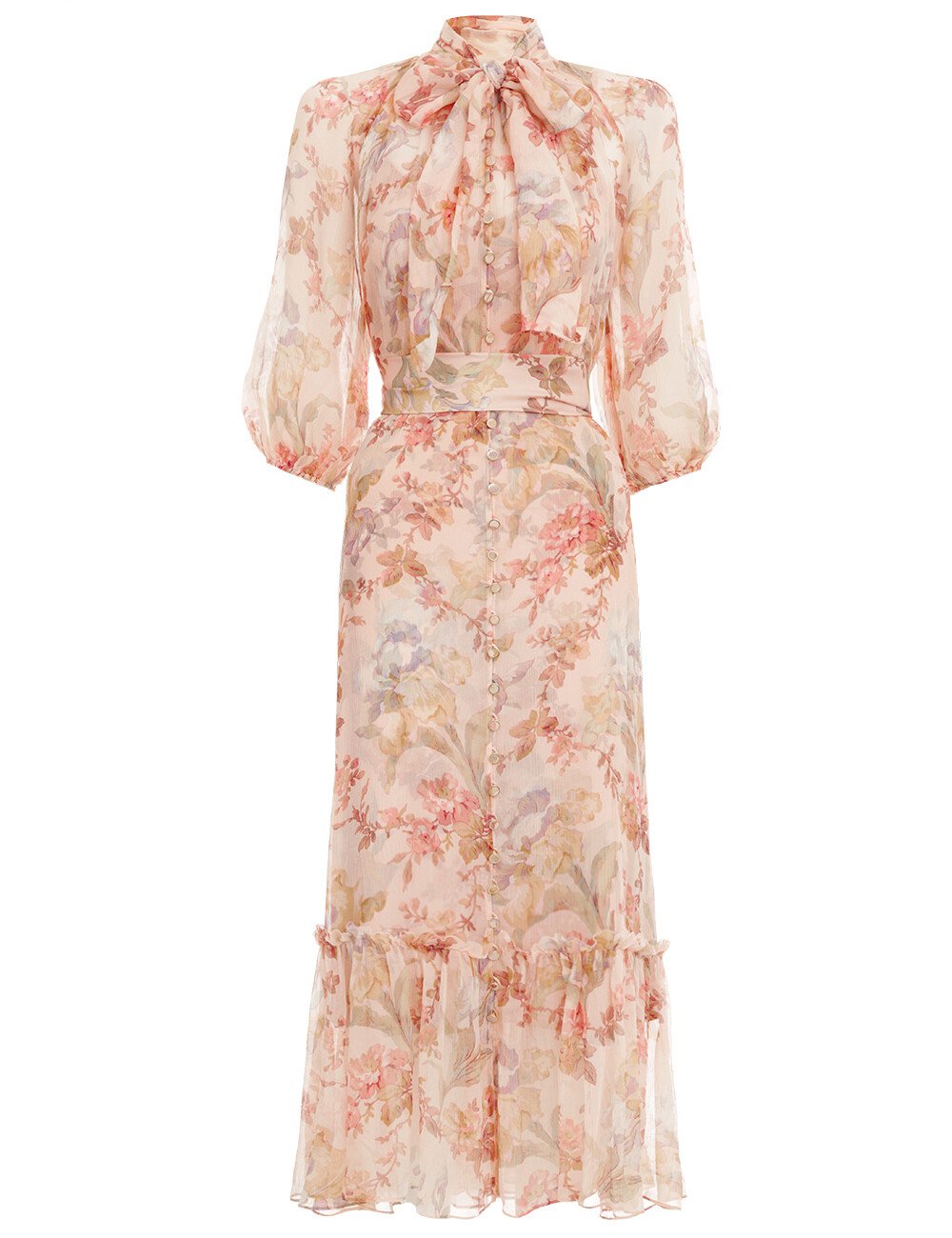 ESPIONAGE NECK TIE DRESS (IRIS FLORAL)- ZIMMERMANN SP20 Boxing Day Sale