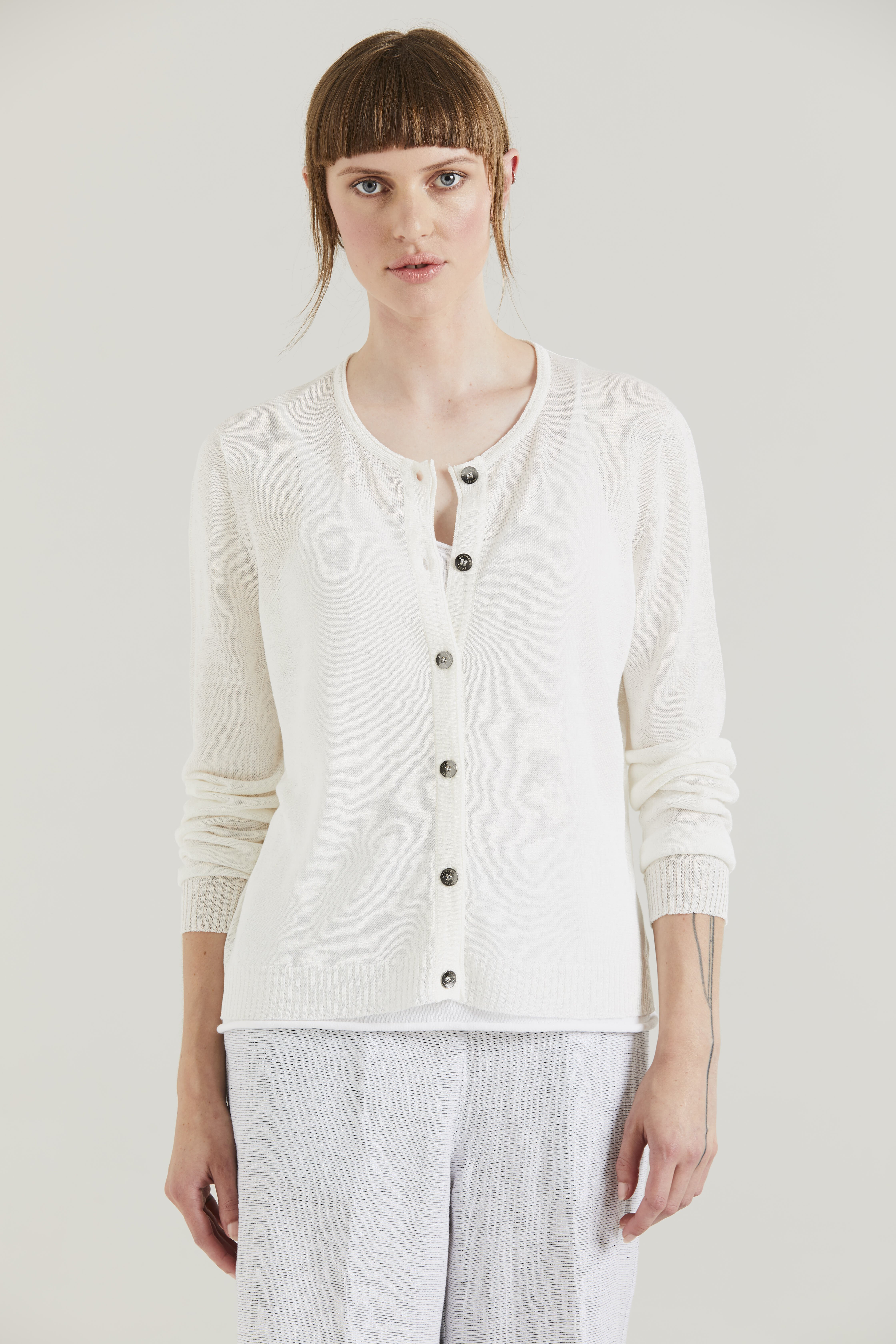 LINEN CARDIGAN (IVORY)- STANDARD ISSUE SP20 Boxing Day Sale