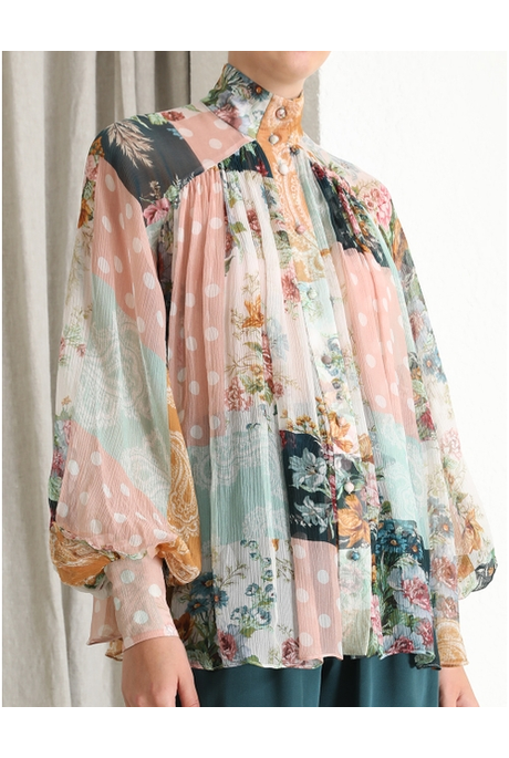 WL SMOCK BLOUSE (PATCHWORK FLORAL)