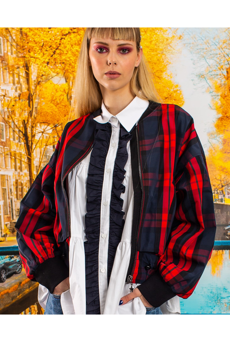 RED ALL ABOUT IT JACKET (RED NAVY CHECK)