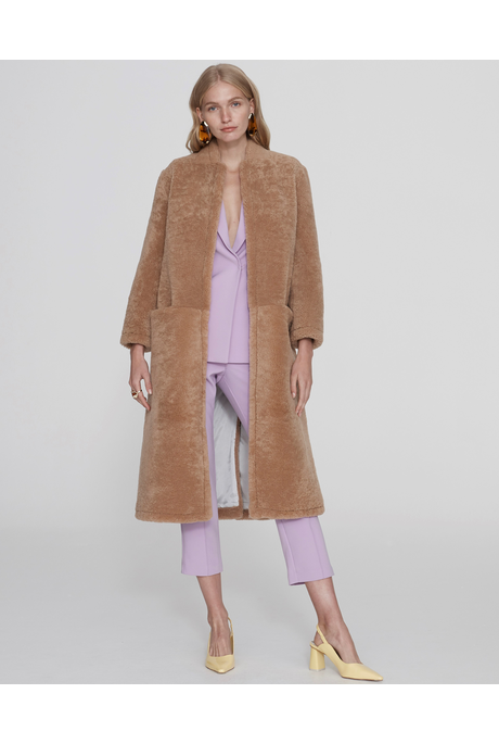 LOUIS LONG SHEARLING COAT (TAN)