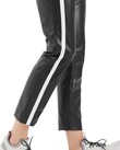 FAUX LEATHER PANTS WITH STRIPE (BLACK)