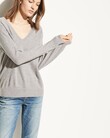 CASHMERE WEEKEND V-NECK (HEATHER STEEL)