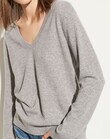 CASHMERE WEEKEND V-NECK (HEATHER STEEL)