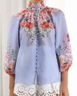 BELLITUDE FLORAL BLOUSE (CORNFLOWER FLORAL)