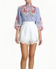 BELLITUDE FLORAL BLOUSE (CORNFLOWER FLORAL)