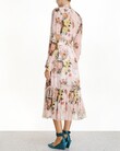 BRIGHTSIDE LANTERN SLEEVE MIDI DRESS (BLUSH DAPHNE)