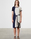 ABSTRACT DRESS (NAVY/BLACK/NATURAL)