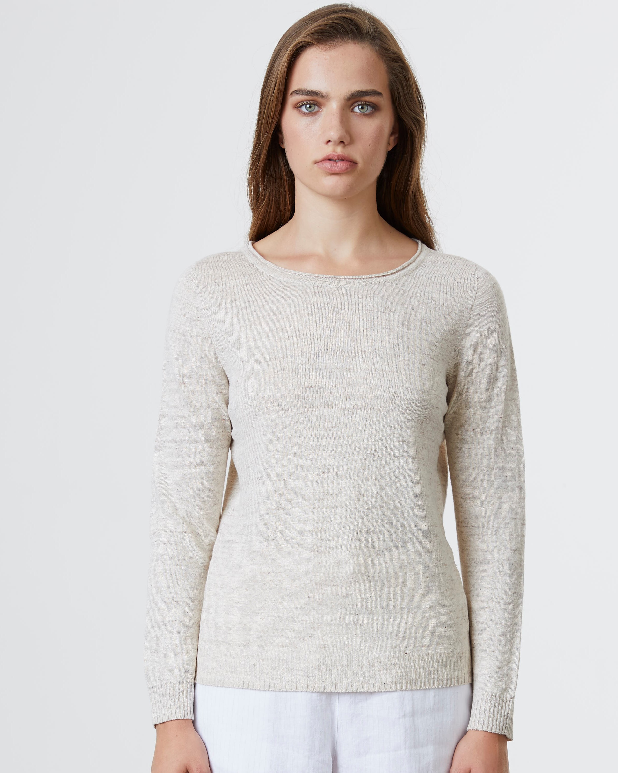 LINEN FINE JUMPER (NATURAL/SEED)- STANDARD ISSUE SPRING 21 Boxing Day Sale