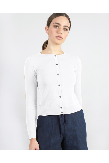 COTTON CROP CREW CARDI (WHITE)