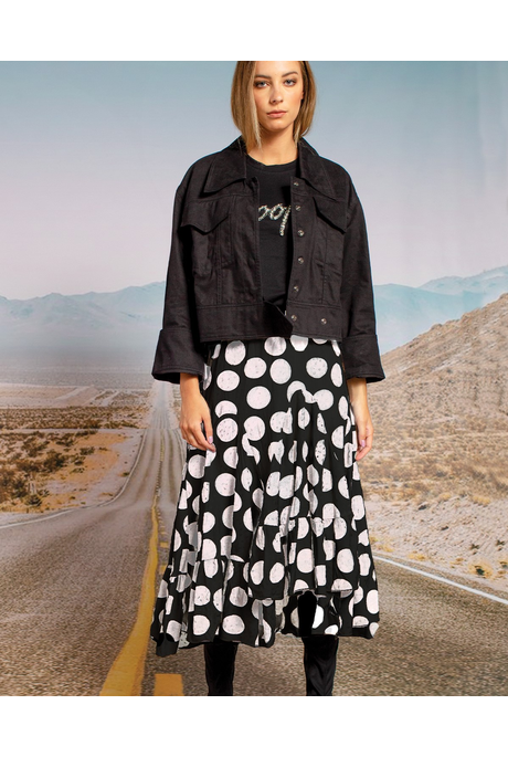 DISH THE SKIRT SKIRT (BLACK WITH WHITE SPOT)