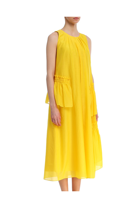 MIDI DRESS WITH RUFFLES (SAFFRON)