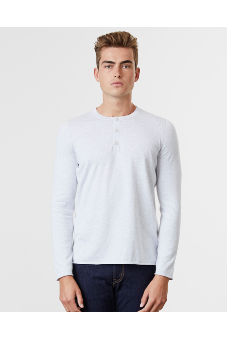 KIRI GENDERLESS HENLEY SWEATER (SILVER)