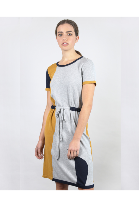 ABSTRACT DRESS (SUNNY/NAVY/CINDER)