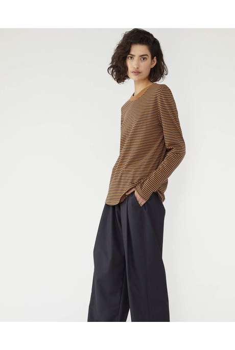 ZORA STRIPED LONDSLEEVED TEE (BROWN STRIPE)