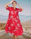 PLAY BY TIER DRESS (RED PINK FLORAL)