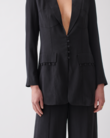 HOLLIE SILK BLAZER (SANDWASH BLACK)