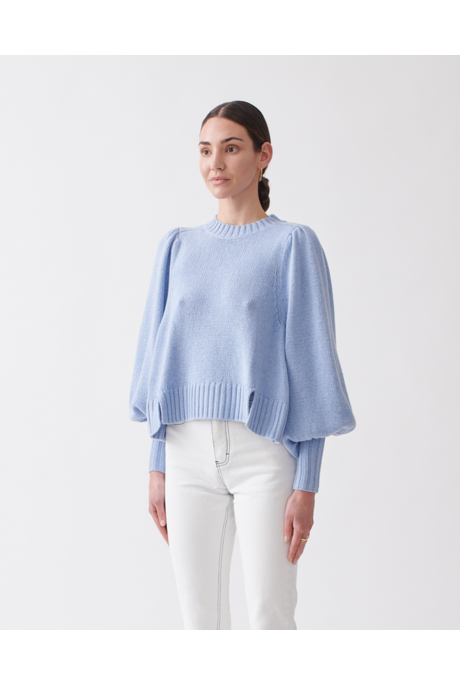 HADLEY WOOL COTTON KNIT (MIST BLUE)