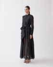 MELISSA LINEN RAMIE CROCHET MAXI SHIRT DRESS (BLACK)