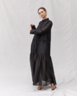 MELISSA LINEN RAMIE CROCHET MAXI SHIRT DRESS (BLACK)