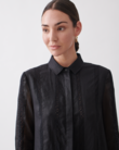MELISSA LINEN RAMIE CROCHET MAXI SHIRT DRESS (BLACK)