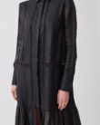 MELISSA LINEN RAMIE CROCHET MAXI SHIRT DRESS (BLACK)