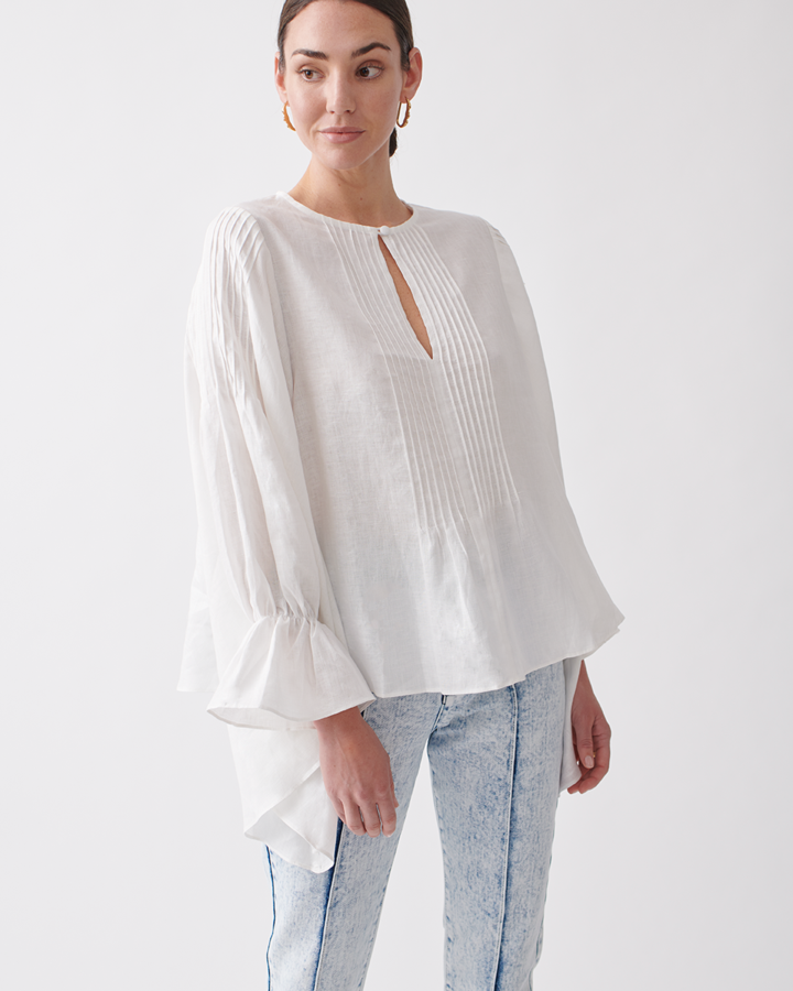 ORIEN LINEN SMOCK TOP (IVORY)- JOSLIN SPRING 21 Boxing Day Sale