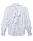 LA CHEMISE SILK SATIN STRIPE TOP (CLOUD)