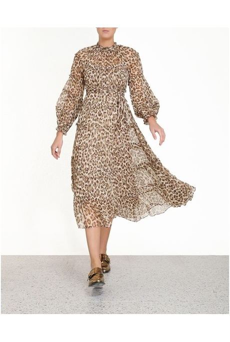 LADYBEETLE TIERED MIDI DRESS (ANIMAL)