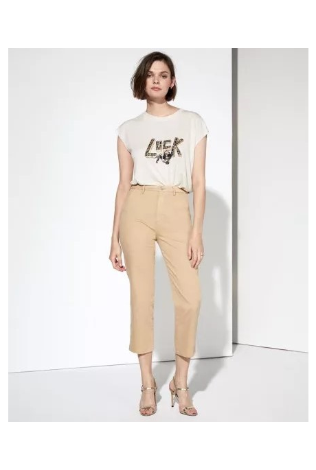 SANDY HIGH WAIST CROPPED CHINO TROUSERS ( BEIGE)