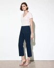 SANDY HIGH WAIST CROPPED CHINO TROUSERS (DARK NAVY)