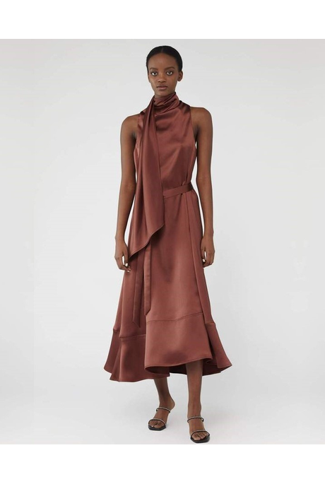 CANNES SATIN DRESS (CINNAMON)