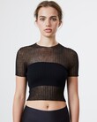 COTTON TULLE CROP TEE (BLACK)