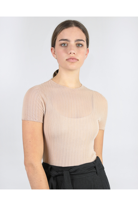 COTTON TULLE CROP TEE (BLUSH)