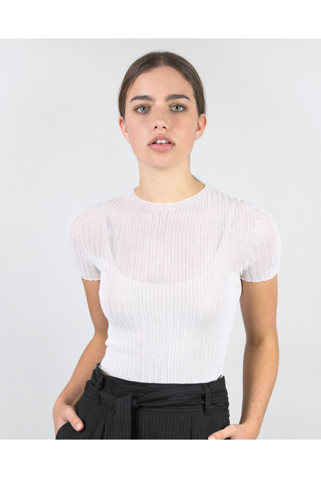 COTTON TULLE CROP TEE (WHITE)