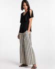 BLURRED LINEN PANTS (NATURAL/BLACK STRIPE)