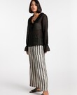 BLURRED LINEN PANTS (NATURAL/BLACK STRIPE)