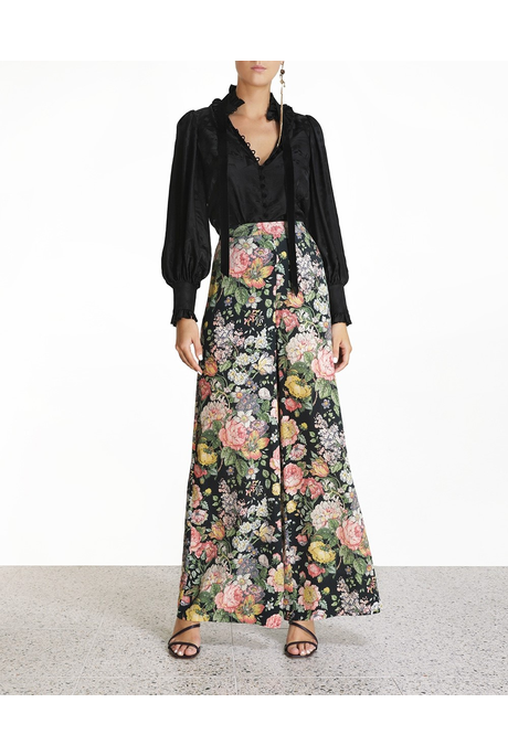 LADYBEETLE SILK WIDE LEG PANTS (MIDNIGHT FLORAL)