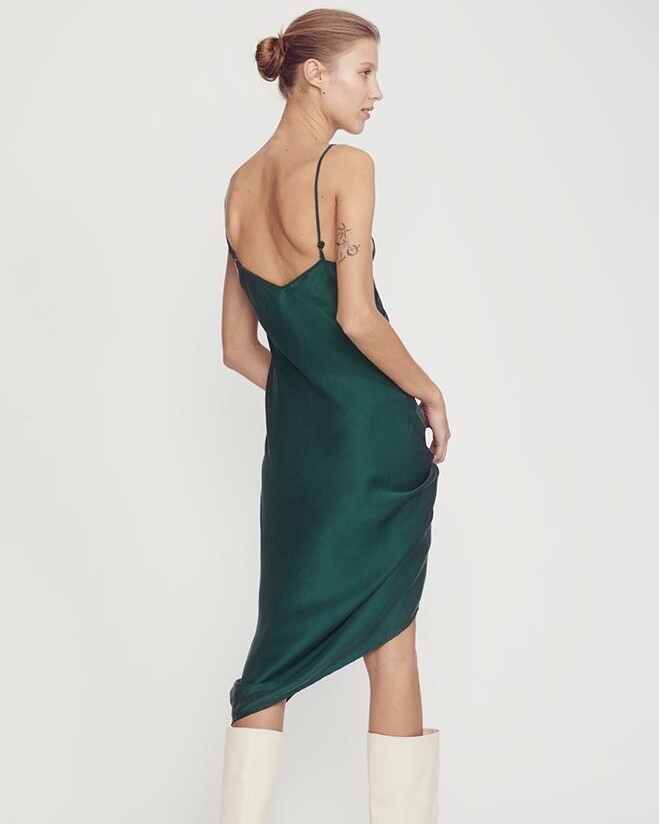 90S Silk Slip Dress (Emerald)- Silk Laundry Spring 21 Boxing Day Sale