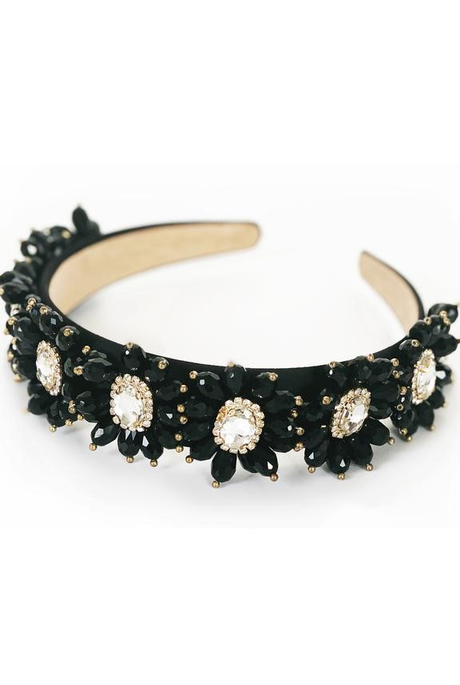 CRYSTAL DAISY ALICE BAND (BLACK)