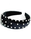 BEADED PEARL VELVET ALICE BAND (BLACK)