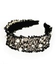 TWEED AND PEARL ALICE BAND (BLACK/IVORY)