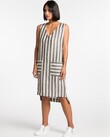 LIVE IN THE NOW DRESS (NATURAL/BLACK STRIPE)
