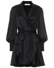 SILK WRAP MINI DRESS (BLACK)