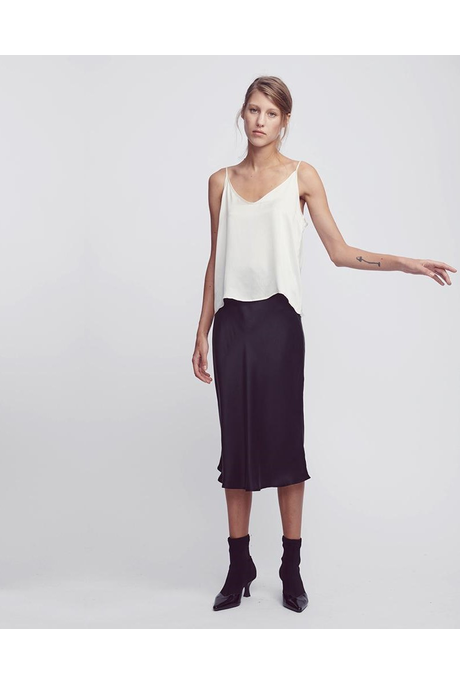 SILK BIAS CUT SKIRT (BLACK)