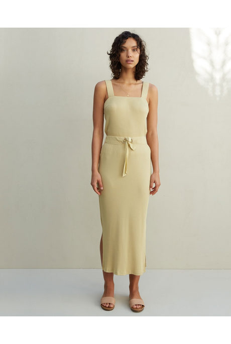 THE LARA RIBBED SKIRT (PALE OLIVE)