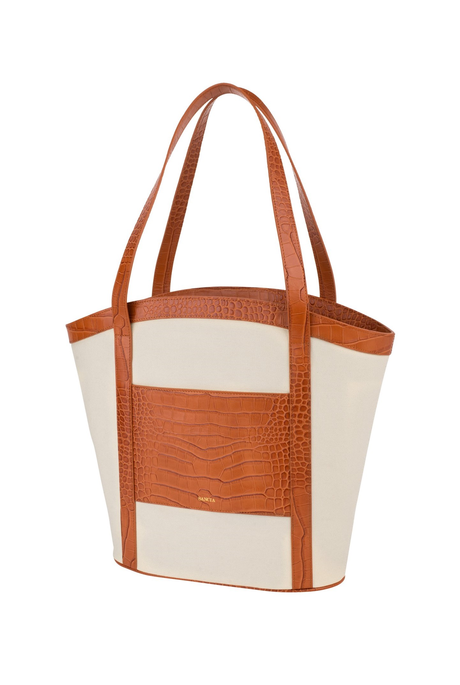 THE MINKA TOTE BAG (COGNAC CROC)